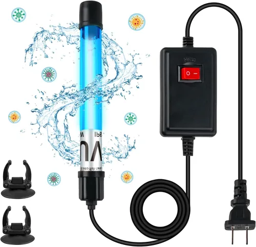 Vista 8 de Paquete de 2 luces UV para acuario de 11W para tanque de peces de 55-150 galones, luz limpiadora de algas para acuario, Máquina Verde Light