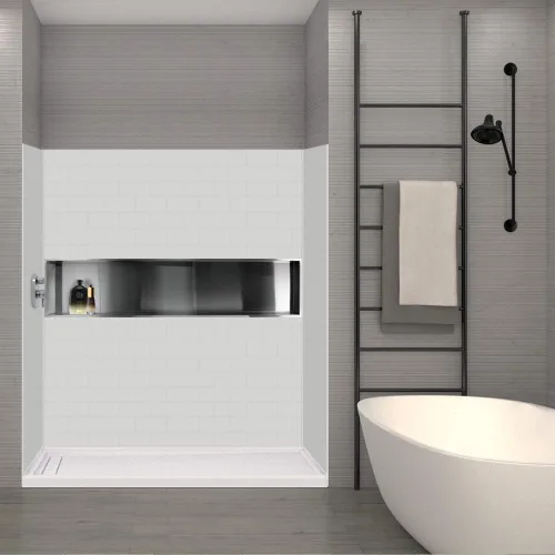 Vista 2 de Transolid SWK603672-21 SaraMar - Kit de pared de ducha de 3 piezas, 36 x 60 x 72 pulgadas, color blanco