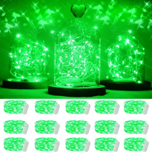 Vista 16 de SmilingTown Luces de Hadas Navideñas en Cadena, 15 paquetes de 20 luces LED, funciona con pilas, 6.6 pies, alambre de cobre plateado, cadena