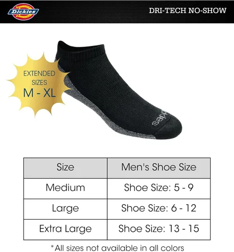 Vista 3 de Dickies Men's Dri-tech Moisture Control No Show Socks (6 & 12 Pairs)
