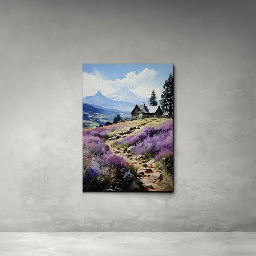 Fields of Lavender, Watercolor Provence Landscape and Lavender Field, Watercolor Prints of Serene Beauty, Decor Canvas, Wall Decor