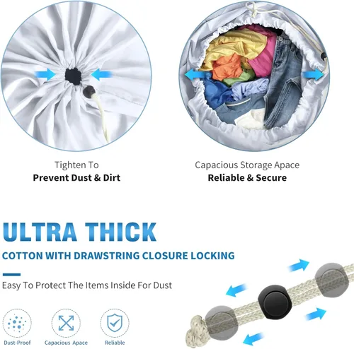 Vista 5 de Bolsa de lavandería de viaje con cordón, lavable a máquina, organizador grande de ropa sucia para campamento, bolsas de lavandería, dormitorio