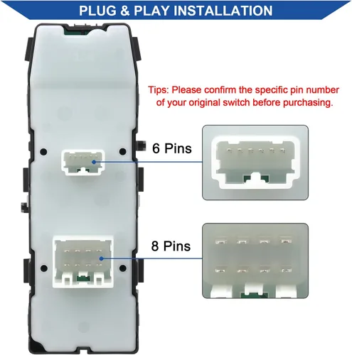 Vista 3 de Obaee Interruptor eléctrico de ventana compatible con Jeep Commander/Grand Cherokee 2006-2010, Chrysler Aspen/Chrysler 200/300/Sebring, Dodge