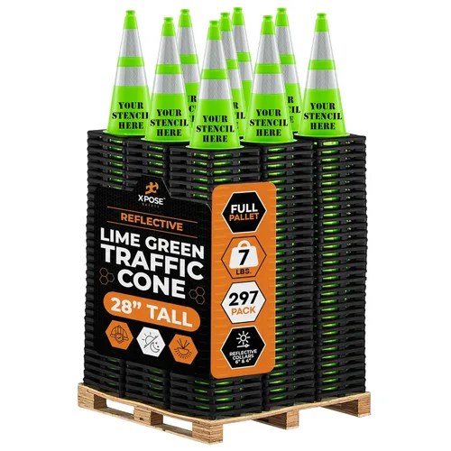 Vista 78 de Xpose Safety Conos de tráfico naranjas de 28 pulgadas con collares de 6 y 4 pulgadas, 1 paquete – Cono de seguridad de plástico PVC multiusos