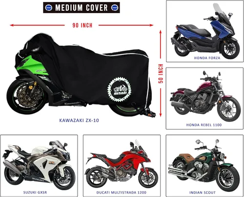 Vista 2 de Fundas Nuzari resistentes a la intemperie, de poliéster, impermeables, con pantalla suave y escudo protector del calor. La funda para motocicleta