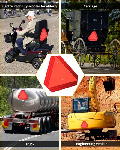 Vista 6 de Letrero triangular para vehículo de movimiento lento, letrero SMV para carrito de golf, UTV/ATV/RTV, tractor y equipo de granja, altamente
