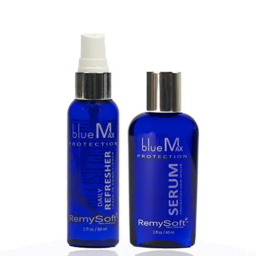 RemySoft BlueMax - Juego de suero de silicona protector y refrescante diario, seguro para extensiones de cabello, tejidos y pelucas, acondicionador