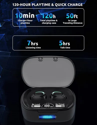 Vista 4 de Auriculares inalámbricos V5.1 PRO compatibles con Xiaomi M2003J6B1I IPX3 Bluetooth Touch impermeablesudorreducción de ruido con micrófono (negro)