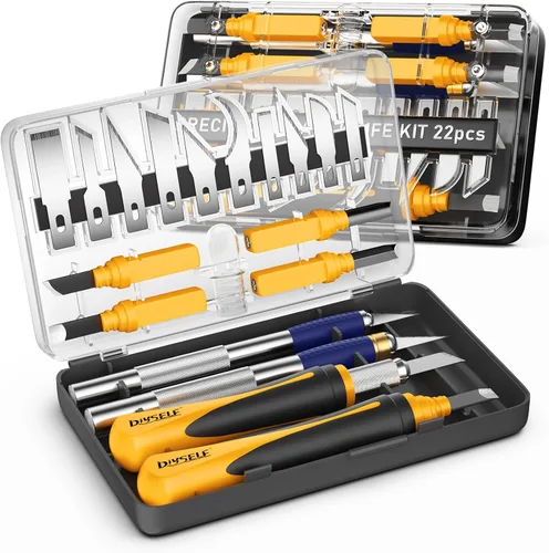 Vista 9 de DIYSELF Juego de 2 cuchillos Exacto para manualidades, arte y cuero - Cuchillo de precisión con 20 cuchillas #11 (negro)