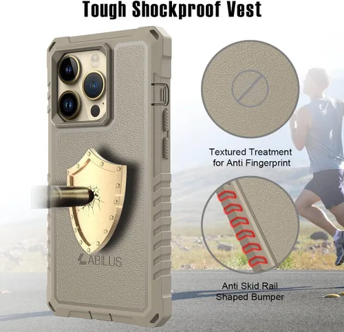 Vista 5 de Funda para iPhone 13/14 [6.1 pulgadas], a prueba de caídas de grado militar de 12 pies, resistente cobertura de cuerpo completo de 360° con Carbón