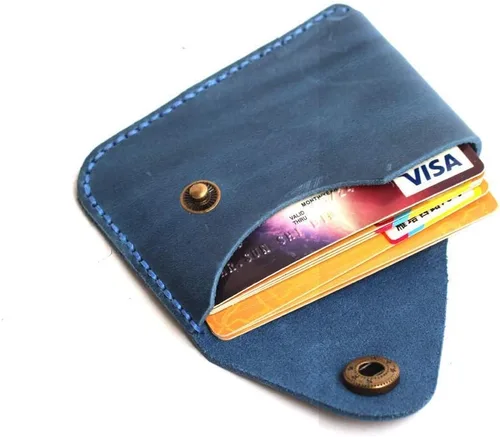 Vista 54 de Cartera organizadora de tarjetas de bolsillo frontal cosida a mano minimalista de cuero genuino para tarjetas, billetera con tarjetero pequeño, Negro