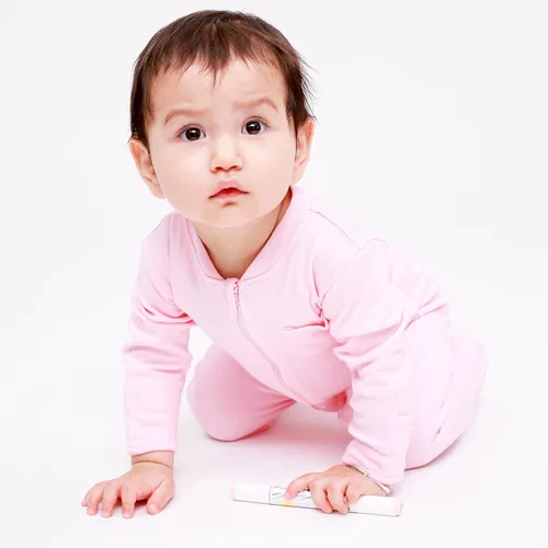 Vista 3 de HahaNice Bebé con cremallera de 2 vías para niñas y niños 100% algodón con pies para dormir y jugar con puños de manoplas de 0 a 12 meses