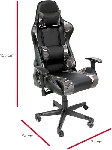 Vista 3 de AudioTek Silla Gamer Videojuegos Gaming Reclinable Cómoda Consolas Pc Juegos Camuflaje Excelente Calidad Premium Computadora Ergonómica