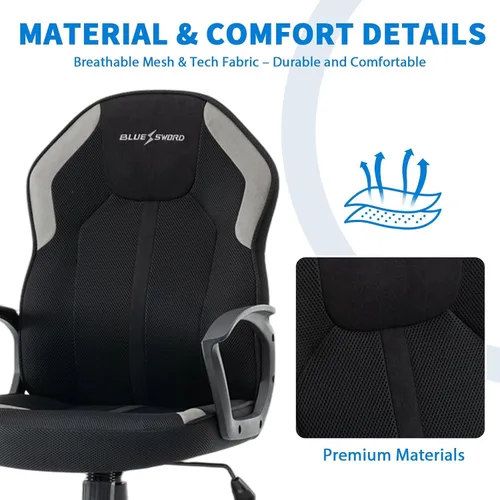 Vista 6 de Vigosit Ergonomic Mesh Gaming Chair for Adults, Breathable High Back Computer Desk Seat with Lumbar Support, Swivel Video Game Furniture for Long