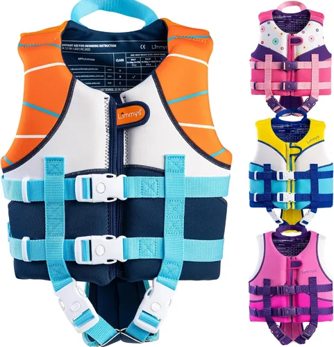 Limmys Chaleco de natación para niños pequeños y niños: panel de espuma integrado, certificado CE, diseño galardonado aprobado por los padres, Azul