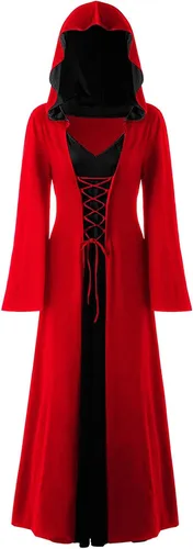 Disfraces de cosplay de Halloween para mujer, vestidos góticos con capucha, vestidos sexys de manga larga, disfraces renacentistas de Midevil