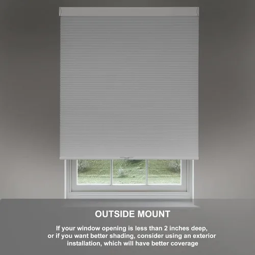 Vista 3 de Persiana celular opaca para ventana, sin cables, con protección UV, aislamiento fácil de instalar para dormitorio, oficina, sala de estar, beige