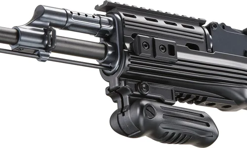 Vista 7 de Rifle de Airsoft AK-47 AEG de 365 FPS con culata lateral plegable, batería y cargador, color negro