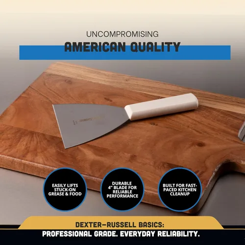 Vista 3 de Dexter-Russell Basics - Rascador rígido de 4 pulgadas, P94850, hoja de acero inoxidable de alta resistencia con mango ergonómico de polipropileno