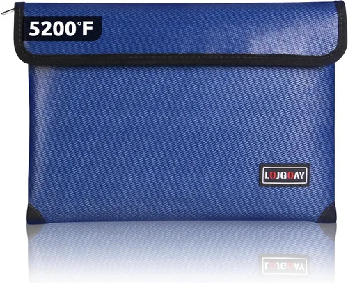 Vista 10 de Bolsa de documentos ignífuga, con aislamiento térmico de 5200 °F, bolsa impermeable ignífuga con cremallera, 8 capas de materiales funcionales