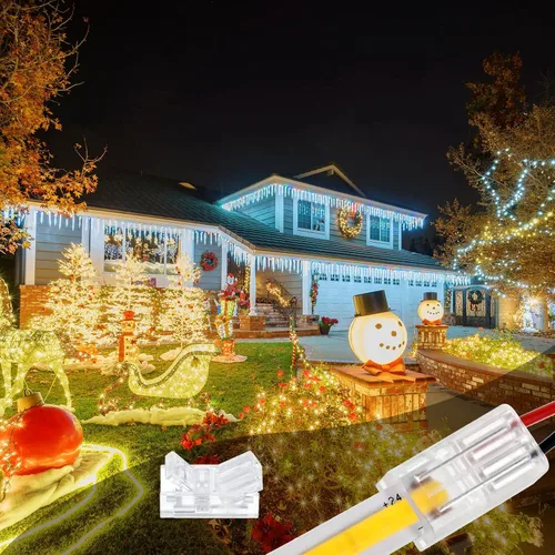 Vista 6 de COB - Conector de tira LED a cable, 20 conectores de adaptador LED impermeables, conectores de tira de luz LED transparentes sin soldadura para tira