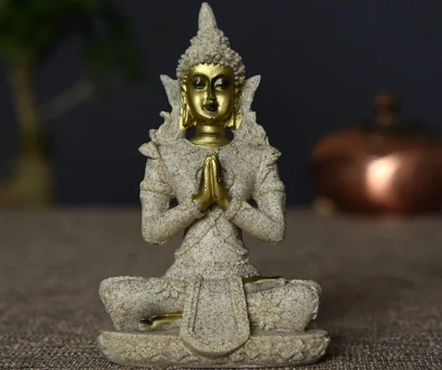 Vista 8 de Ulalaza Estatua de Buda para meditación, decoración del hogar, estatuas tailandesas de resina para manualidades