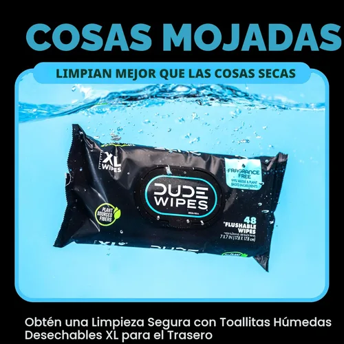 Vista 6 de DUDE Wipes - Toallitas desechables en inodoro sin aroma - (Paquete de 6) 288 piezas - Extra grandes - Desechables - Vitamina E y aloe - Seguro