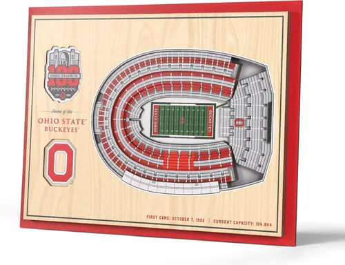 Vista 20 de YouTheFan - Póster para pared de la NCAA, vista de estadio en 3D de 5 niveles, Marrón