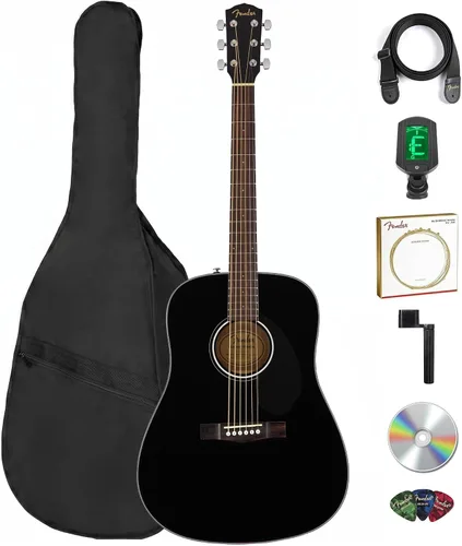 Vista 16 de Fender Guitarra acústica FA-125 Dreadnought - Paquete negro con estuche, afinador, correa, cuerdas, púas y DVD instructivo de Austin Bazaar