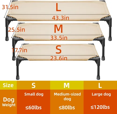 Vista 5 de Cama elevada de malla suave para mascotas para perros grandes y medianos, cuna de descanso al aire libre con cama portátil resistente al agua