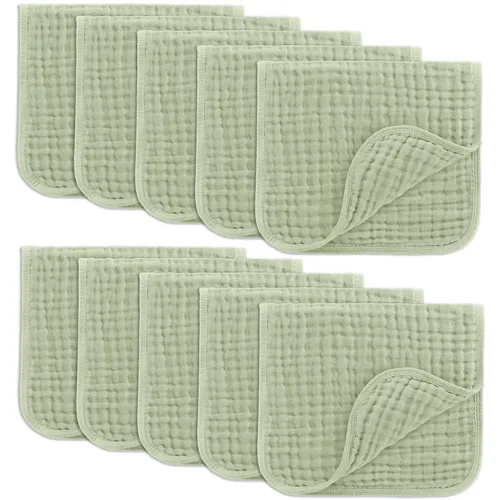 Vista 52 de Comfy Cubs - Juego de paños de muselina para eructos de 20 x 10 pulgadas, paquete de 10, tamaño grande, 6 capas, 100% algodón, absorbentes, seguros