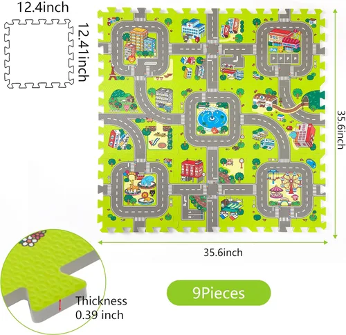 Vista 6 de Alfombrillas de Juego para Bebé para el Suelo, Alfombra de Juego de Espuma, Azulejos de Espuma Entrelazados Alfombra de Rompecabezas de Pista