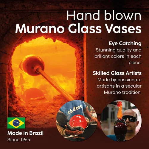Vista 3 de Ca D Oro - Vaso de huevo grande pisapapeles con burbujas soplado a mano estilo Murano para escritorio, decoración y colecciones