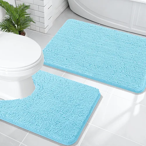 Vista 99 de OLANLY Juego de 2 alfombras de baño de felpilla suave y absorbente, antideslizantes, de secado rápido, lavables a máquina, accesorios de decoración