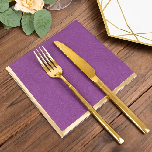 Vista 32 de Efavormart 50 Pack Servilletas de papel para fiestas de 2 capas suaves verde oliva con borde dorado de oro, servilletas para cenas, cócteles