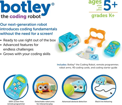 Vista 6 de Learning Resources Botley el robot programador - Juegos de código para niñas y niños, robótica para niños, programación STEM, juguetes