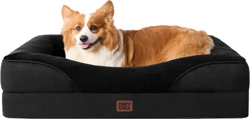 Vista 40 de EHEYCIGA Cama ortopédica para perros medianos, sofá de espuma viscoelástica de 30 x 20 x 6.5 pulgadas con lados, forro impermeable y funda extraíble