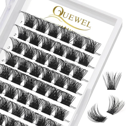 Vista 41 de QUEWEL Kit de extensión de pestañas DIY, racimos de pestañas 3D con 280 piezas, racimos de pestañas mixtas de 10-16 mm (30+40+50D), pinzas