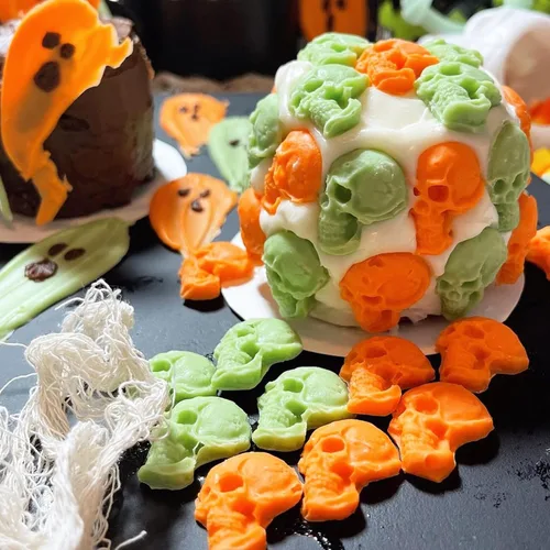 Vista 7 de Moldes de silicona 3D de calavera de esqueleto para Halloween, 3 piezas, para fiesta de Halloween, chocolate, caramelo, arcilla para decoración