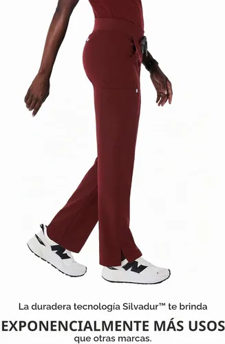 Vista 7 de FIGS Livingston - Pantalones médicos básicos para mujer, cintura de yoga, 2 bolsillos, ajuste clásico de pierna recta 2-Borgoña