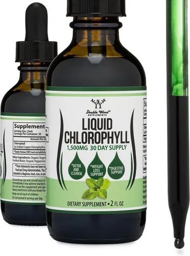 Gotas de clorofila líquida - para la digestión, salud intestinal, energía y desintoxicación - Apto para veganos (Textura y sabor ricos y completos,