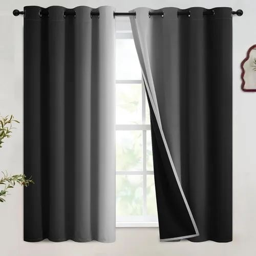 Vista 67 de SimpleHome Cortinas degradadas degradadas para oscurecer la habitación de 36 pulgadas de largo para dormitorio, con ojales y bloqueo de luz Negro