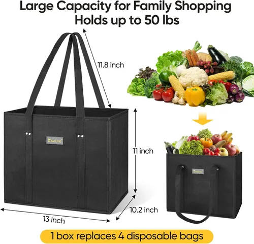 Vista 4 de BALEINE 3 bolsas reutilizables para comestibles + 2 bolsas de comestibles reutilizables aisladas (tamaño grande)