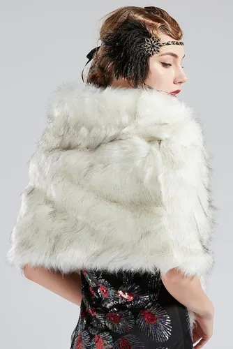 Vista 3 de BABEYOND Chal de piel sintética para mujer bufanda de piel sintética capa de noche para abrigo de invierno