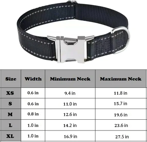 Vista 5 de Love Dream Collar reflectante para perro con hebilla de metal, collar de nailon ajustable de seguridad con hebilla de liberación rápida resistente