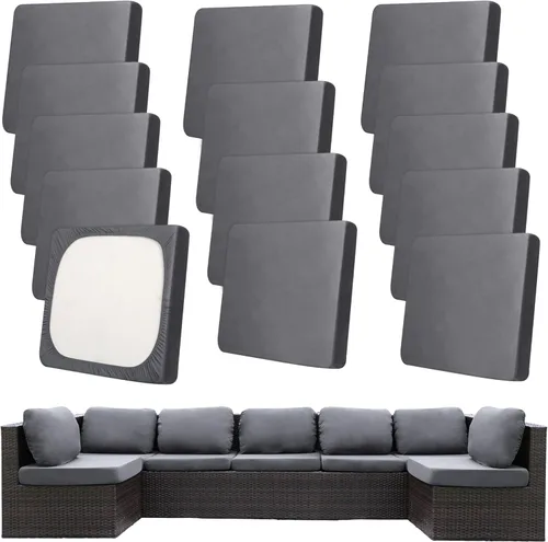 Vista 36 de Fundas de cojín elásticas para patio, fundas de cojín para muebles de patio, fundas de cojín para muebles de patio, protector de muebles lavable