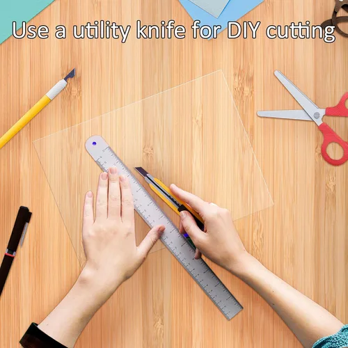 Vista 6 de Queekay 40 piezas de láminas acrílicas transparentes de 4 x 6 pulgadas, paneles acrílicos en blanco de plástico de 0.04 pulgadas de grosor con papel