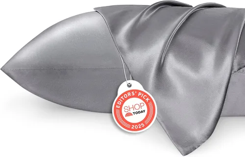 Vista 26 de Bedsure Paquete de 2 fundas de almohada de satén similares a las fundas de almohada de seda tamaño estándar, funda de almohada para mujeres que