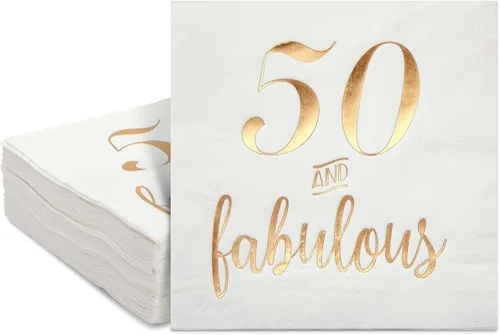 Vista 25 de BLUE PANDA Servilletas de 30 cumpleaños – 5 x 5 pulgadas, 3 capas, 50 unidades, negro y dorado – Servilletas estampadas con texto en inglés «Cheers