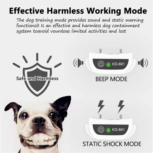 Vista 5 de Valla inalámbrica para perros, sistema eléctrico de contención de límites para perros, rango ajustable de hasta 1640 pies, collar de entrenamiento